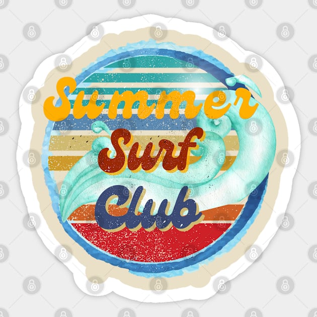 Vintage summer surf club Sticker by Don’t Care Co